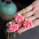 Hibiscus Mutabilis Shell Pearl Amulet Pendant Choker Keychain Crystal Necklace