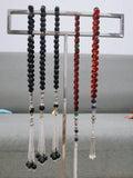 33 Natural Agate Alloy Red Amber S925 Silver Muslim Rosary Beads