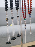 33 Natural Agate Alloy Red Amber S925 Silver Muslim Rosary Beads