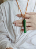 Natural Dry Cyan Jade Dragon Pendant Silk Bead Sweater Chain Female Gem