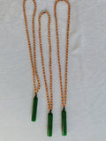 Natural Dry Cyan Jade Dragon Pendant Silk Bead Sweater Chain Female Gem