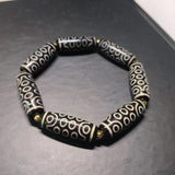 Natural 21 Eyes Old Agate Dzi Bracelet Weathered Pattern Men Women Retro Ethnic