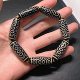 Natural 21 Eyes Old Agate Dzi Bracelet Weathered Pattern Men Women Retro Ethnic