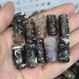 Natural Agate Bamboo Beads Carving Plants DIY Jewelry