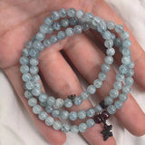 Aquamarine Three Circles Bracelet S925 Silver Crystal Hand Braided Rope Jewelry
