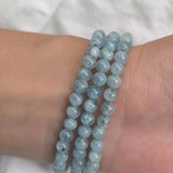 Aquamarine Three Circles Bracelet S925 Silver Crystal Hand Braided Rope Jewelry