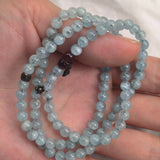 Aquamarine Three Circles Bracelet S925 Silver Crystal Hand Braided Rope Jewelry