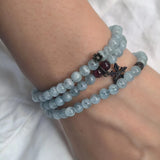 Aquamarine Three Circles Bracelet S925 Silver Crystal Hand Braided Rope Jewelry