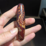 Natural Chalcedony Old Dzi Agate Beads with Dragon Totem Jewelry Craft