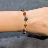 Natural Colorful Tourmaline Bracelet Ladies Jewelry Size Adjustable