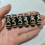 Natural Agate Dzi God of Wealth Old Agate and Yellow Horseshoe Jewelry