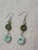 Natural Jade Braided Earrings S925 Silver Retro Ethnic Style Allergy-Free