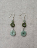 Natural Jade Braided Earrings S925 Silver Retro Ethnic Style Allergy-Free
