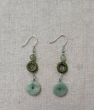 Natural Jade Braided Earrings S925 Silver Retro Ethnic Style Allergy-Free