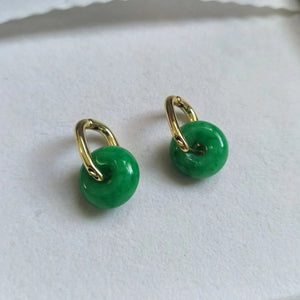 Jadeite Hoop Earrings S925 Silver Ear Hooks