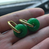 Jadeite Hoop Earrings S925 Silver Ear Hooks