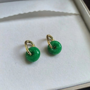 Jadeite Hoop Earrings S925 Silver Ear Hooks