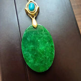Natural Jade Oval Necklace 14K Turquoise Folk-Custom Jewelry