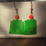 Natural Jadeite Dry Green Earrings 14K Wedding Accessories