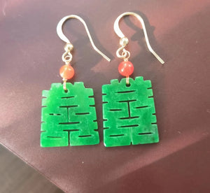 Natural Jadeite Dry Green Earrings 14K Wedding Accessories