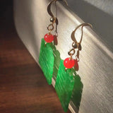 Natural Jadeite Dry Green Earrings 14K Wedding Accessories