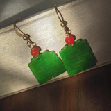 Natural Jadeite Dry Green Earrings 14K Wedding Accessories