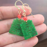 Natural Jadeite Dry Green Earrings 14K Wedding Accessories