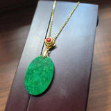 Natural Jadeite Necklace 14K Folk-Custom Clothing Gem Jewelry