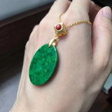 Natural Jadeite Necklace 14K Folk-Custom Clothing Gem Jewelry