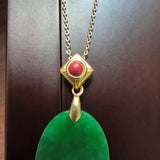 Natural Jadeite Necklace 14K Folk-Custom Clothing Gem Jewelry