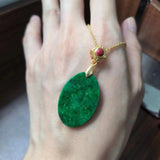 Natural Jadeite Necklace 14K Folk-Custom Clothing Gem Jewelry