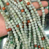 Natural Jadeite Round Beads Light Green Loose Beads DIY Jewelry