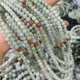 Natural Jadeite Round Beads Light Green Loose Beads DIY Jewelry