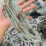 Natural Jadeite Round Beads Light Green Loose Beads DIY Jewelry