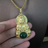 Natural Quartz Jade Pendant Necklace Gourd Buddha Guanyin Safety Button