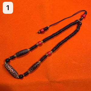 Coconut Shell Beads Crystal 9 Eyes 21 Eyes Agate Dzi Pendant Necklace