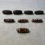 Rare Red Brown Three Eyes Nine Eyes Dzi Beads Old Agate Weathered Pattern