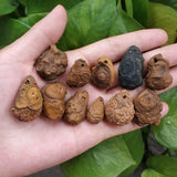 Natural Nine Eyes Shale Mengdzi Beads Khaki Rough Stone Pendant