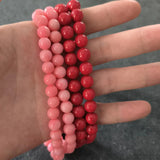 Natural Sea Bamboo Shanshan Pink Red Beads Round Long String Loose beads