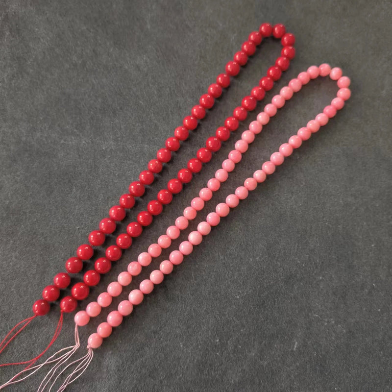Natural Sea Bamboo Shanshan Pink Red Beads Round Long String Loose beads