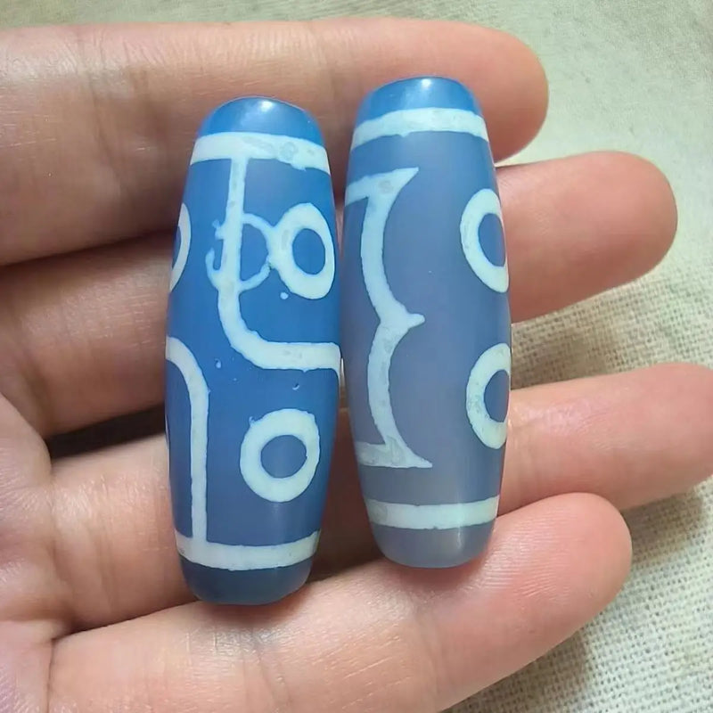Natural 3 Eyes 6 Eyes Agate Dzi & Chalcedony Wealth Amulet DIY