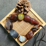 Natural Ancient Agate Beads Bracelet Jewelry Amulet Folk-Custom Weathered