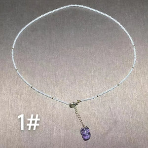 Amethyst Strawberry Crystal Fox Necklace Heart Pendant