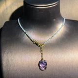 Amethyst Strawberry Crystal Fox Necklace Heart Pendant
