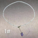 Amethyst Strawberry Crystal Fox Necklace Heart Pendant