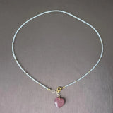 Amethyst Strawberry Crystal Fox Necklace Heart Pendant