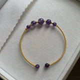 Natural Amethyst Crystal Bracelet with 14K Charm Jewelry