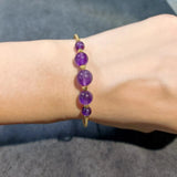 Natural Amethyst Crystal Bracelet with 14K Charm Jewelry