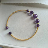 Natural Amethyst Crystal Bracelet with 14K Charm Jewelry