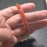 Natural coral Bracelet 14K love chain adjustable C-shaped half bracelet